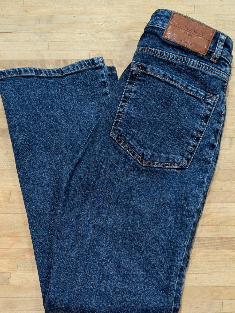 MaxMara Weekend Blue Denim Jeans 5 Pocket Cropped Flare Size 8